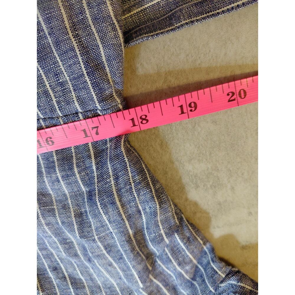 Quince European Linen Button Front Midi Dress Chambray Stripe Size L Coastal NWT - Picture 13 of 14